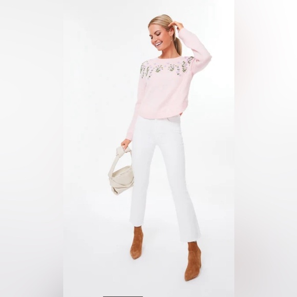 Tuckernuck HYACINTH HOUSE Pink Floral Embroidered Lilah Sweater Size Small - Picture 2 of 14